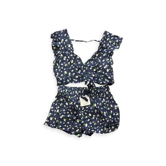 Kiwi & punch Other - Kiwi + Punch Short Set Women Small Blue Floral NWT